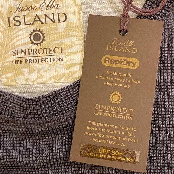 Tasso Elba NWT Performance Long Sleeve Shirt Gray UPF Moisture Wicking Mens Lg - Picture 5 of 9